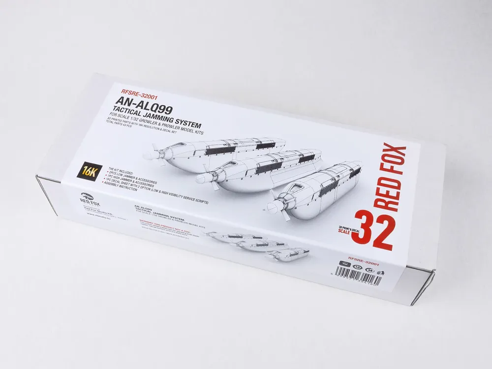 Sada 3D tištěných rušicích kontejnerů Red Fox Studio 1/32 AN/ALQ-99 Tactical Jamming System