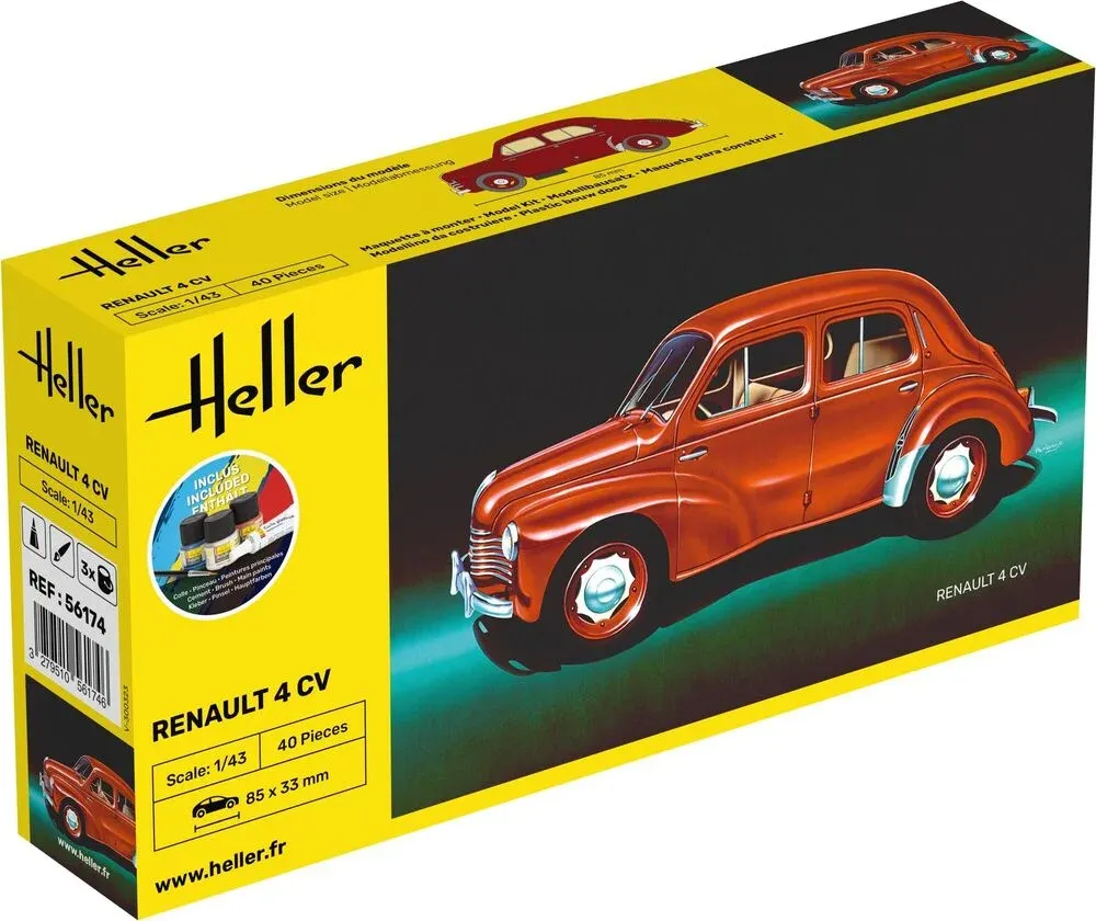 Krabice stavebnice Heller 56174 Renault 4 CV Starter Kit v měřítku 1/43