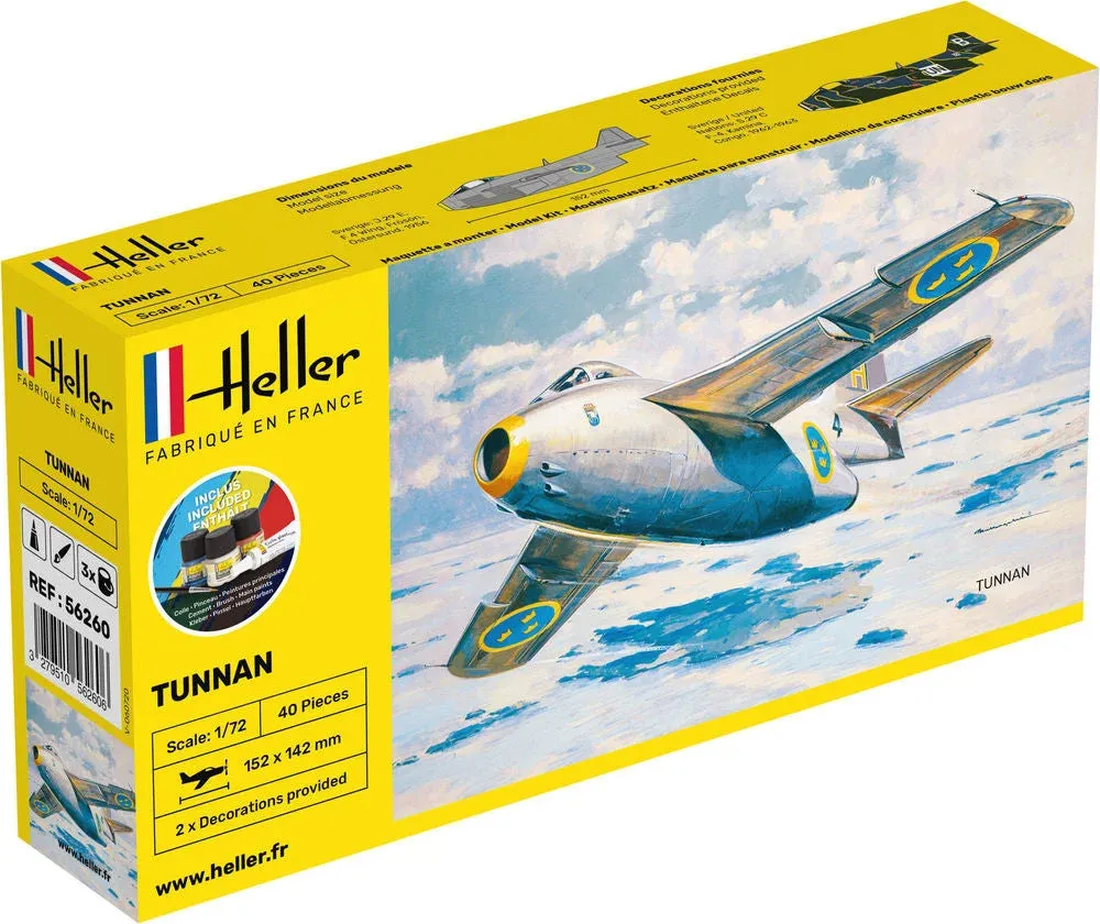 Krabice stavebnice Heller 56260 Starter Kit Saab J 29 Tunnan v měřítku 1/72