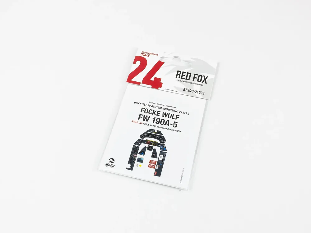 Red Fox Studio Quick Set RFSQS-24035 – předbarvená přístrojová deska kokpitu Fw 190A-5 v měřítku 1/24