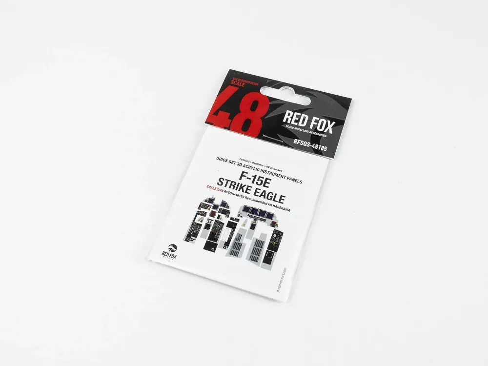 Předbarvené 3D panely kokpitu Red Fox Studio Quick Set RFSQS-48185 F-15E Strike Eagle 1/48