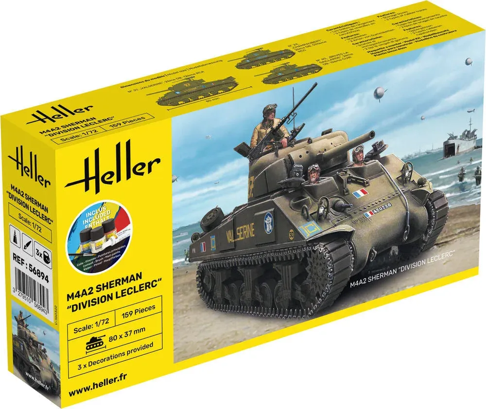 Krabice stavebnice Heller 56894 M4A2 Sherman Division Leclerc Starter Kit v měřítku 1/72