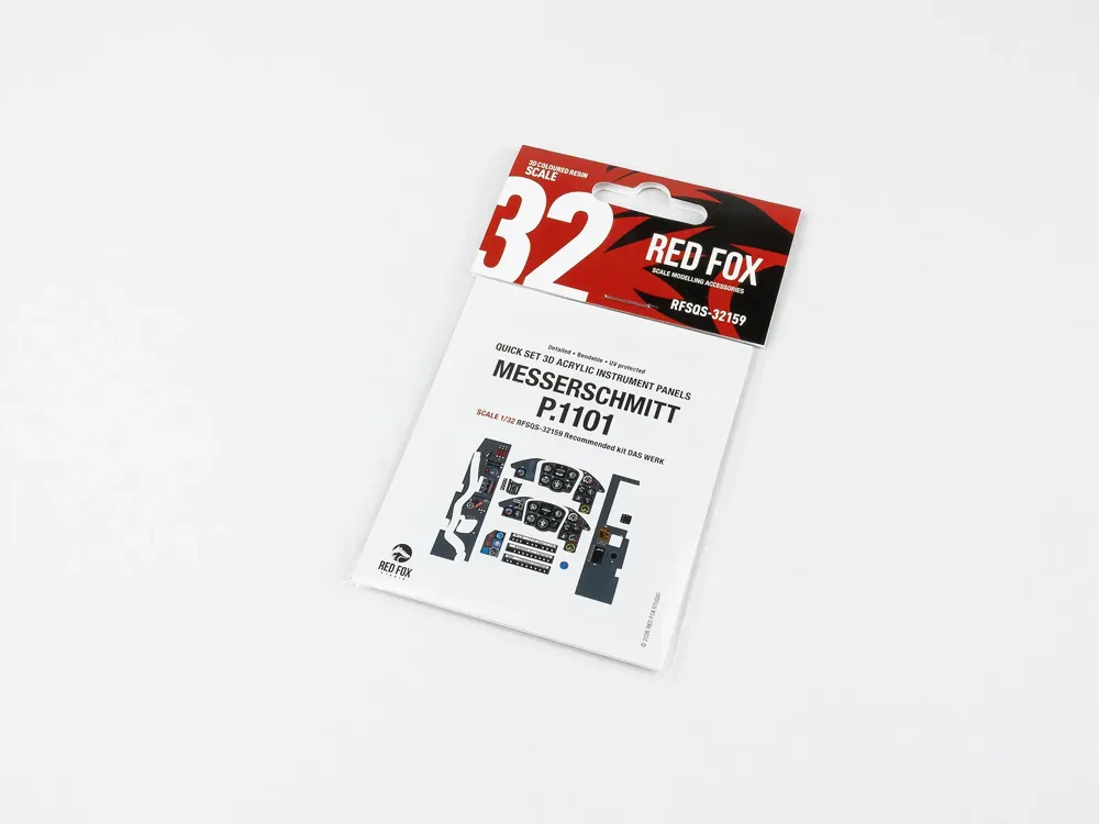 Předbarvené díly kokpitu Red Fox Studio Quick Set 32159 Messerschmitt P.1101 v měřítku 1/32
