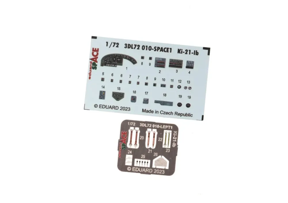 Aršík 3D obtisků Eduard SPACE 3DL72010 Ki-21-Ib v měřítku 1/72 pro stavebnici ICM