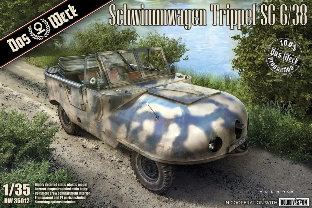 Krabice plastikové stavebnice Das Werk DW35012 Trippel SG 6/38 v měřítku 1/35