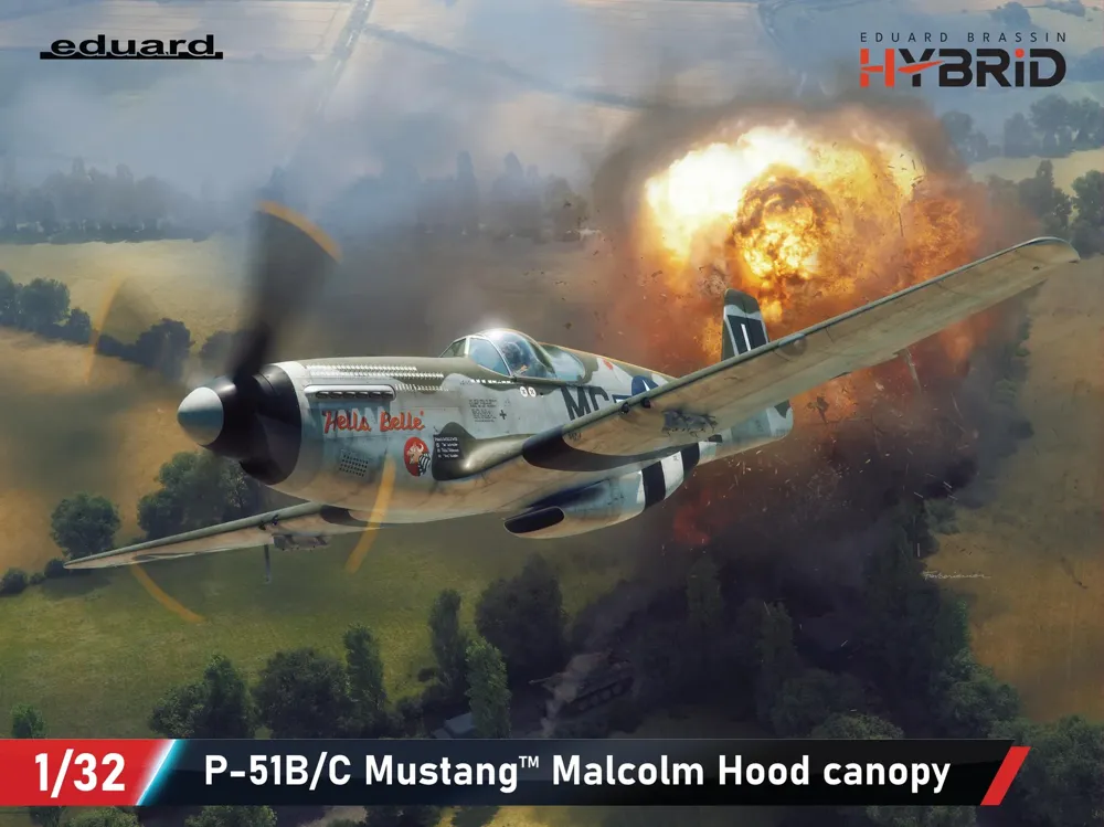 Stavebnice Eduard 932013 P-51B/C Mustang Malcolm Hood canopy v měřítku 1/32