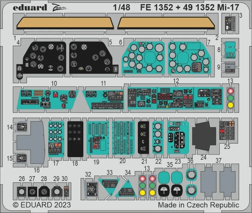 Barevné fotolepty Eduard FE1352 Mi-17 1/48 Zoom pro stavebnici AMK