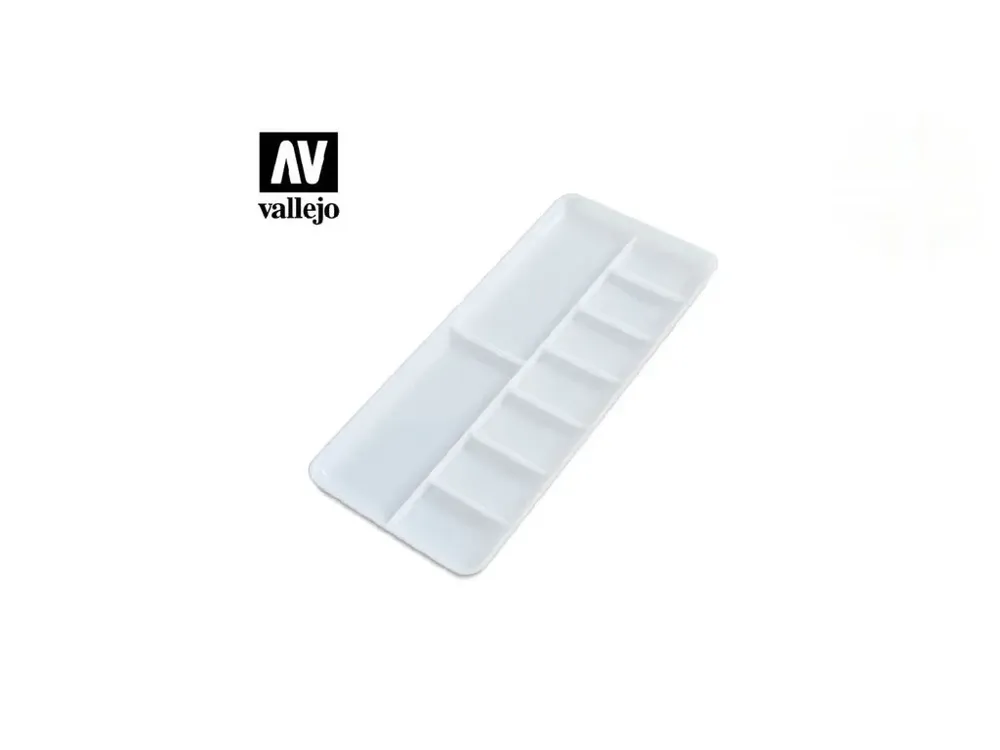 Obdélníková modelářská paleta Vallejo Accessories HS121 o rozměrech 18 × 8,5 cm