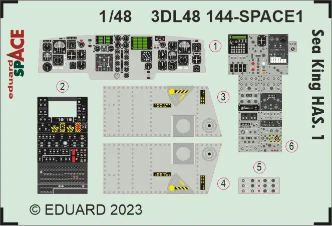 Sada Eduard SPACE 3DL48144 Sea King HAS.1 1/48 – 3D obtisky a leptané díly