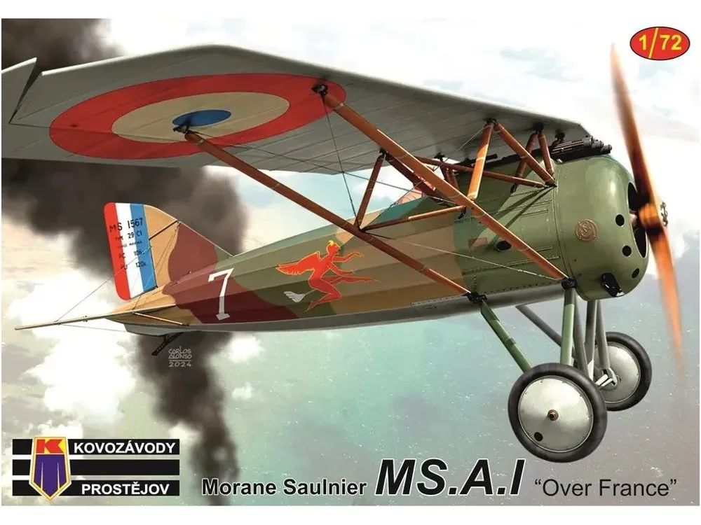 Krabice stavebnice Kovozávody Prostějov KPM0453 Morane-Saulnier MS.A.I Over France 1/72