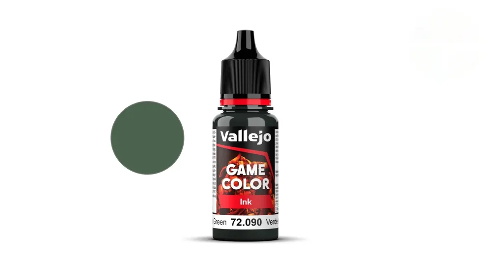 Lahvička akrylového inkoustu Vallejo Game Color 72090 Black Green Ink, 18 ml s kapátkem