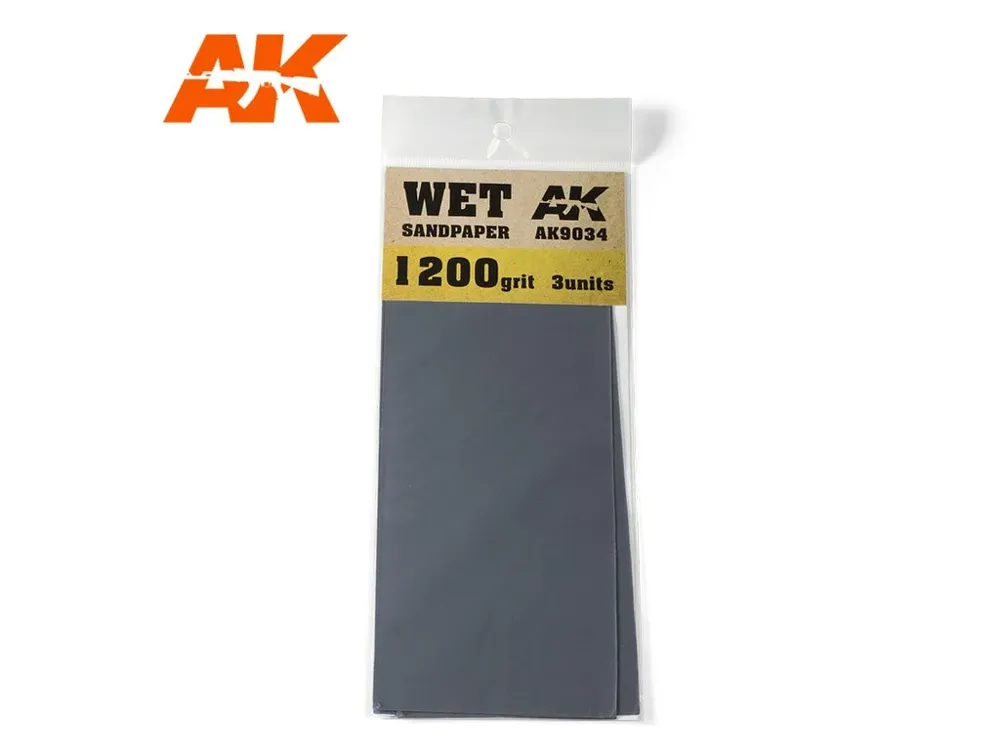 Brusný papír pod vodu AK Interactive AK9034 Wet Sandpaper zrnitost P1200, balení 3 ks