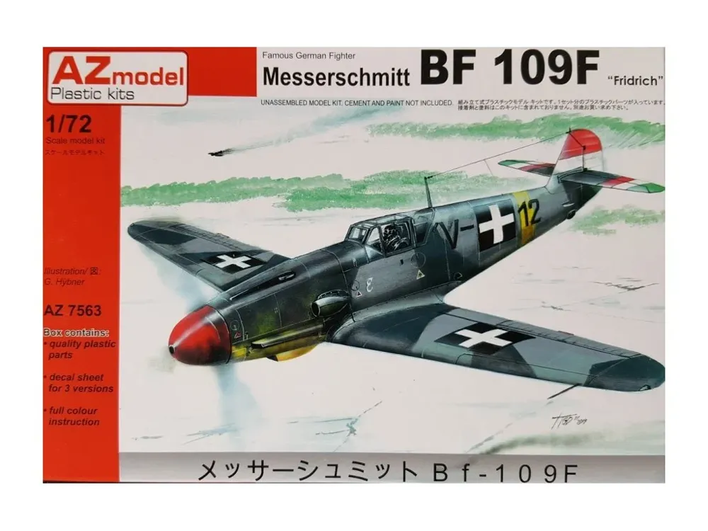 Krabice plastikové stavebnice AZ Model 1/72 Messerschmitt Bf 109F-4 Magyar