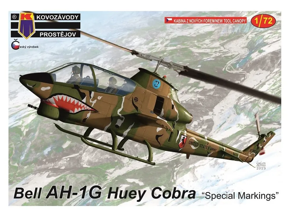 Krabice stavebnice Kovozávody Prostějov KPM0381 AH-1G Huey Cobra Special Markings v měřítku 1/72