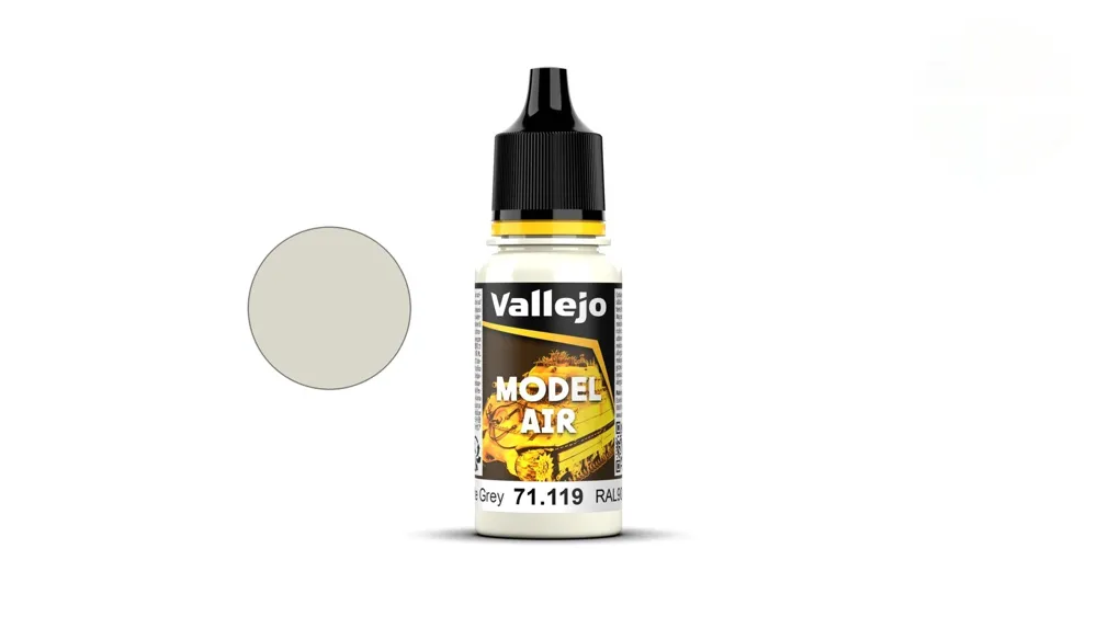 Lahvička akrylové barvy Vallejo Model Air 71119 bílo-šedá RAL 9002, 18 ml