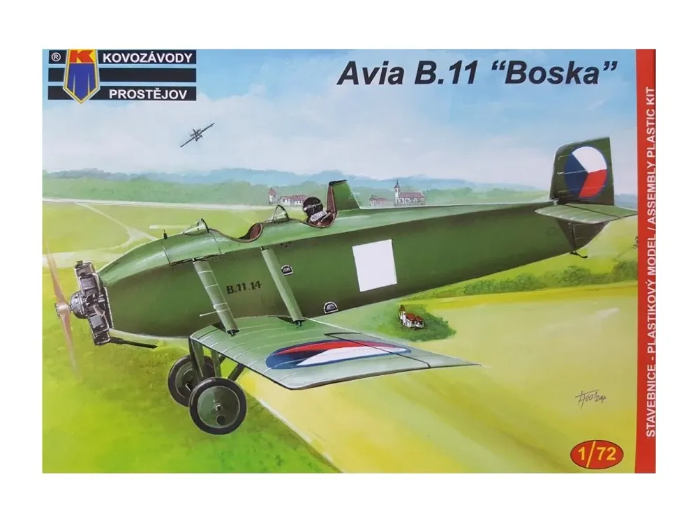 Krabice plastikové stavebnice Kovozávody Prostějov KPM0078 Avia BH-11 Military v měřítku 1/72