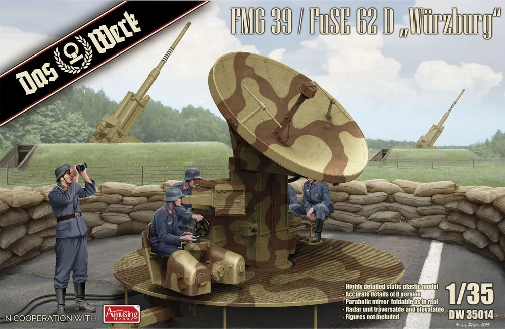 Krabice plastikové stavebnice Das Werk DW35014 německý radar Würzburg v měřítku 1/35