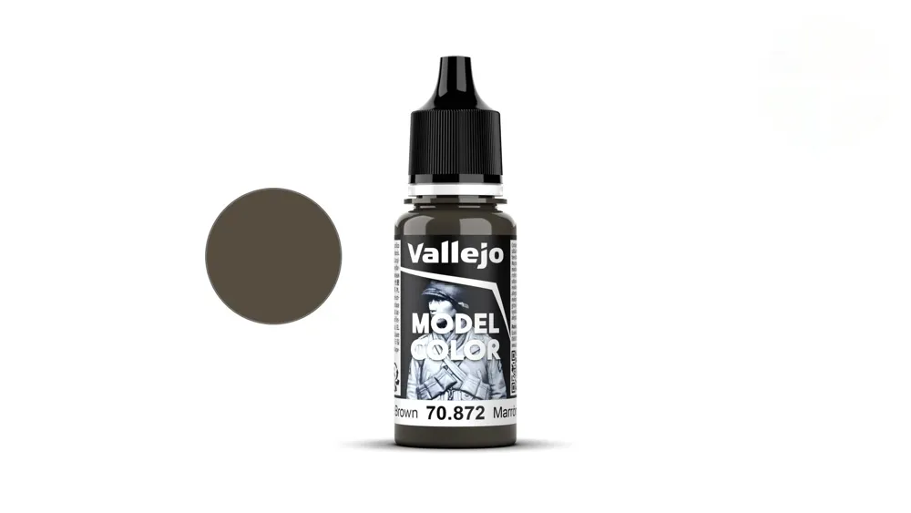 Lahvička akrylové barvy Vallejo Model Color 70872 čokoládově hnědá matná 18 ml