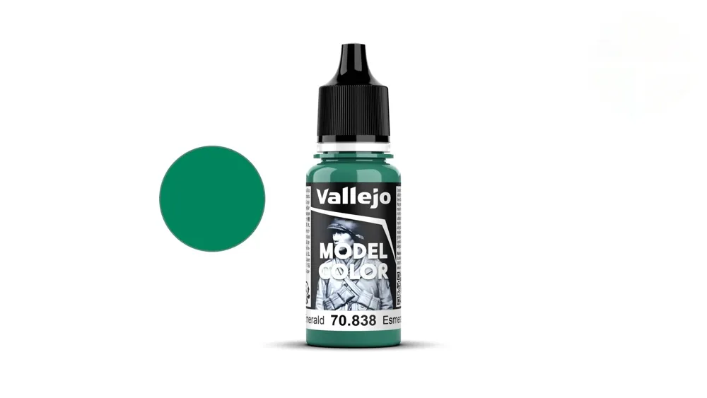 Lahvička akrylové barvy Vallejo Model Color 70838 smaragdová matná (Emerald) 18 ml