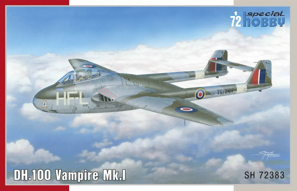 Krabice stavebnice Special Hobby SH72383 DH.100 Vampire Mk.I v měřítku 1/72