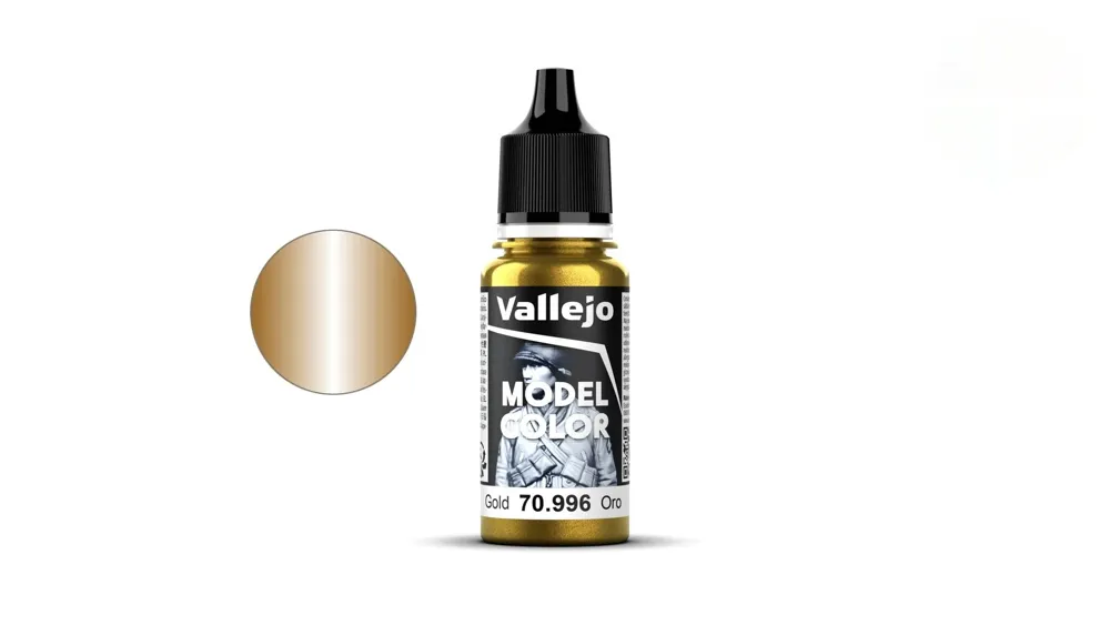 Lahvička akrylové barvy Vallejo Model Color 70996 zlatá metalická 18 ml