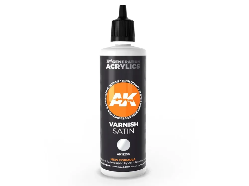 Lahvička akrylového laku AK Interactive 3GEN AK11238 saténový lak 100 ml