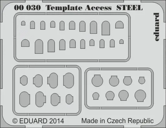 Fotoleptaná ocelová šablona Eduard 00030 Template Access STEEL pro krytky modelů
