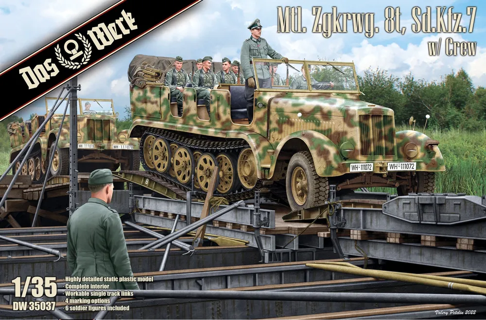 Krabice stavebnice Das Werk DW35037 Sd.Kfz. 7 8t s posádkou v měřítku 1/35