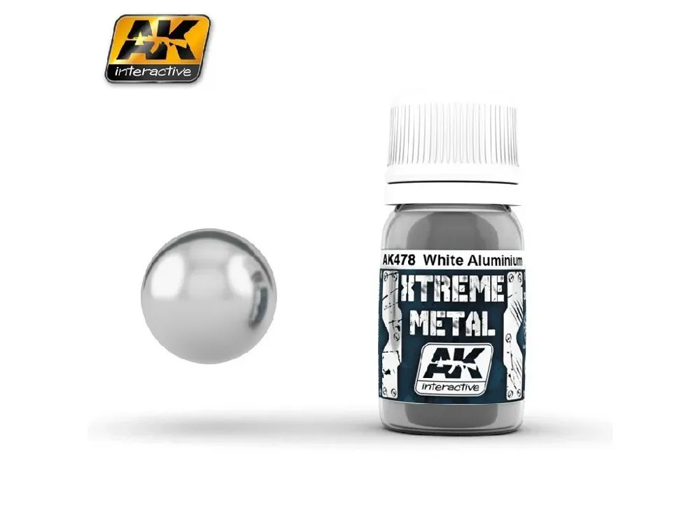 Lahvička metalické barvy AK Interactive Xtreme Metal AK478 světlý hliník 35 ml
