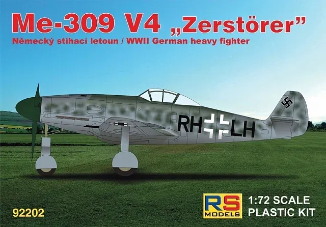 Krabice stavebnice RS Models 92202 Messerschmitt 309 V4 v měřítku 1/72