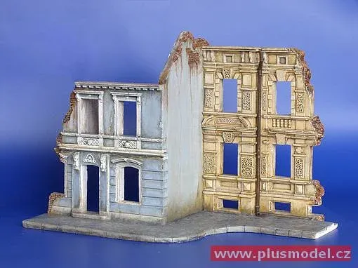 Dioramatická sada Plus Model 176 Blok domů 1/35 – sádrové odlitky městské zástavby