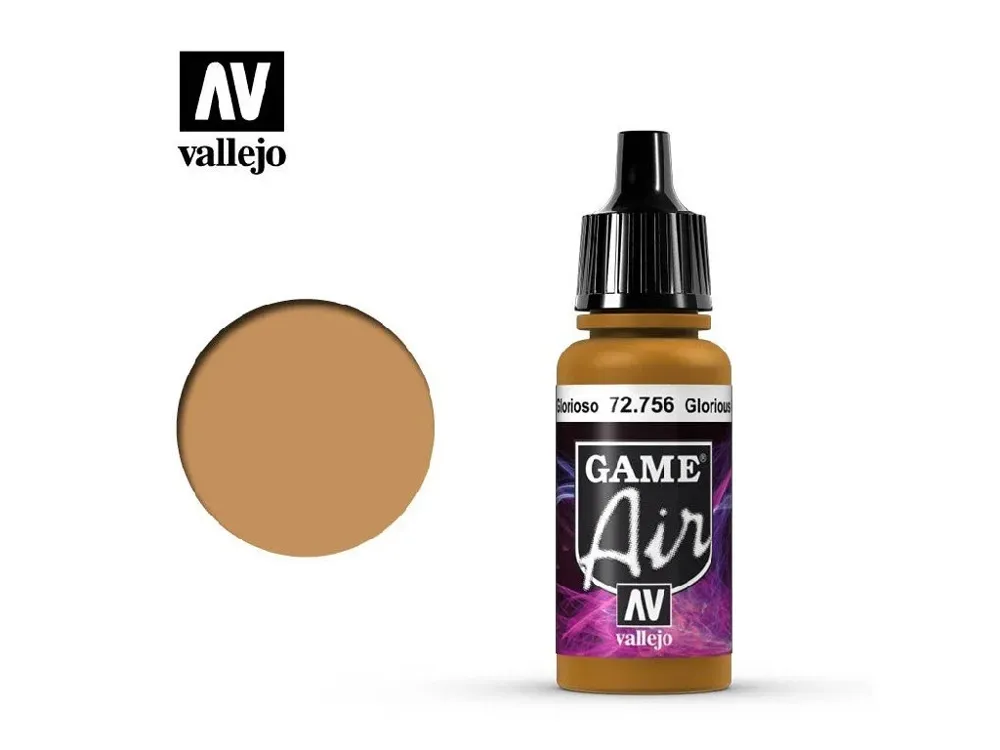 Lahvička akrylové barvy Vallejo Game Air 72756 zářivá zlatá (Glorious Gold) 17 ml
