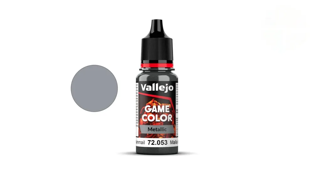 Lahvička akrylové barvy Vallejo Game Color 72053 kovová stříbrná Chainmail Metal 18 ml