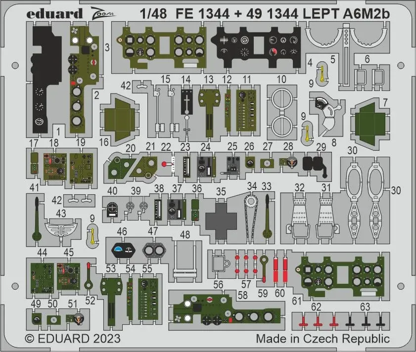 Barevný fotolept Eduard Zoom FE1344 A6M2b 1/48 pro stavebnici Academy