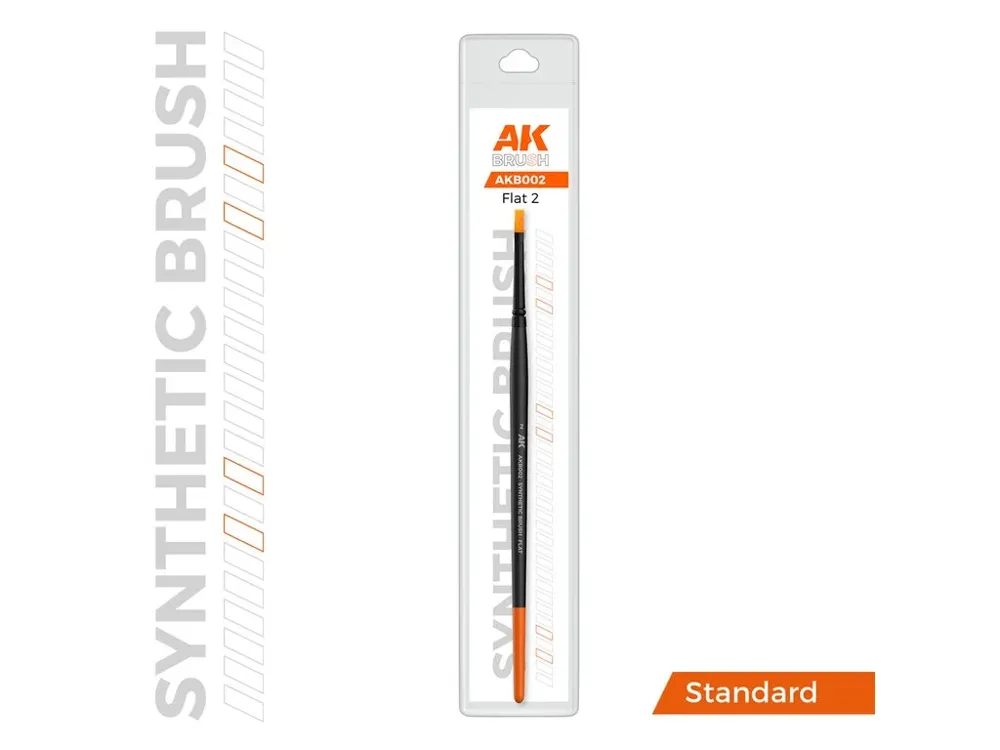 Plochý modelářský štětec AK Interactive Synthetic Brushes AKB002 velikosti 2 se syntetickým vláknem