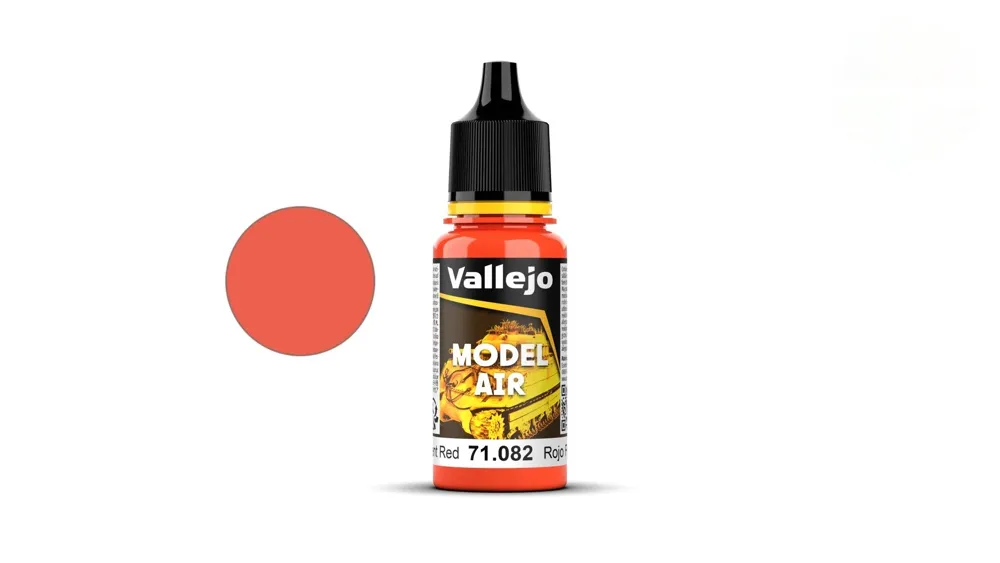 Lahvička akrylové barvy Vallejo Model Air 71082 fluorescenční červená 18 ml