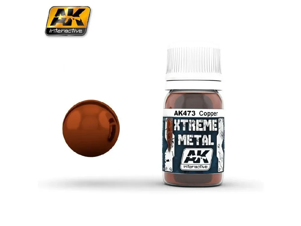 Lahvička metalické barvy AK Interactive Xtreme Metal AK473 měděná Copper 35 ml