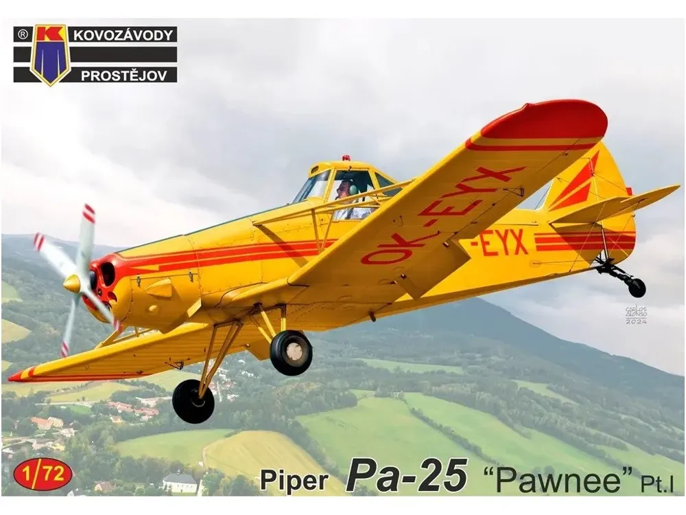 Krabice stavebnice Kovozávody Prostějov 1/72 Piper PA-25 Pawnee Pt.I, kat. č. KPM0472