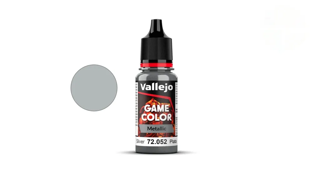 Lahvička akrylové barvy Vallejo Game Color 72052 stříbrná metalická Silver Metal 18 ml