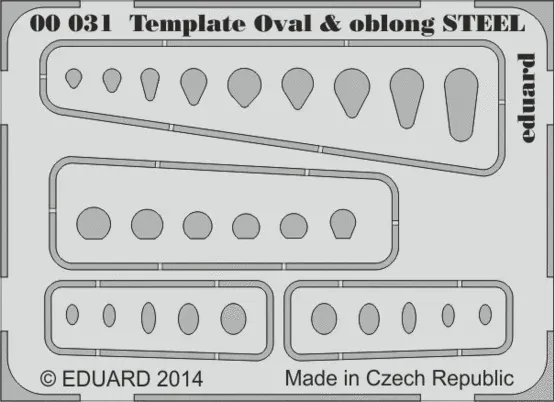 Fotoleptaná ocelová šablona Eduard 00031 Template ovals & oblong STEEL s oválnými a podlouhlými tvary