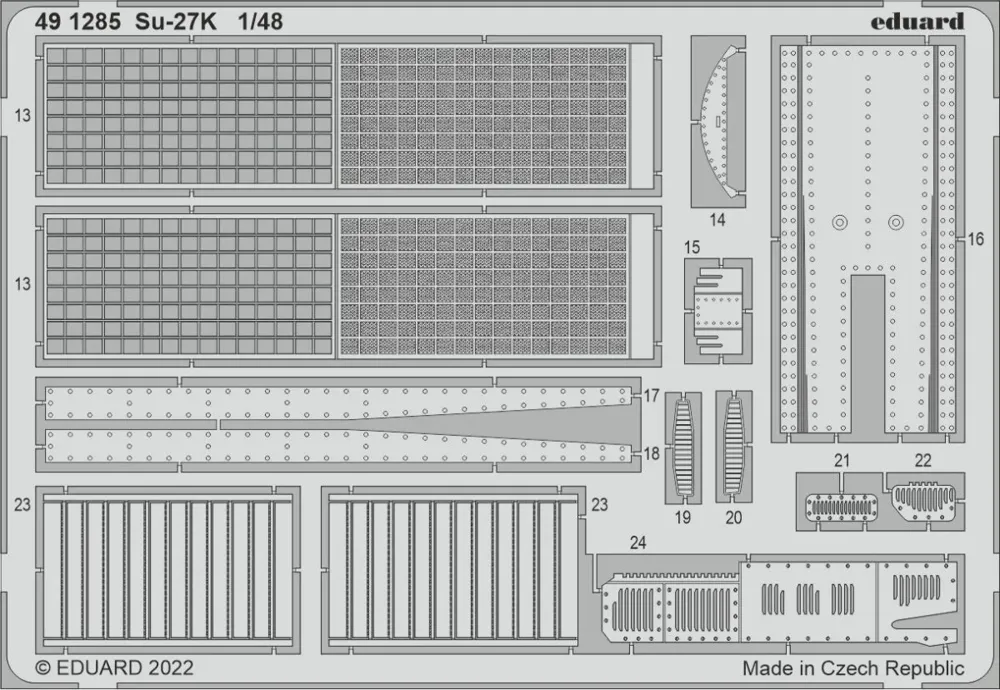Fotoleptaná sada Eduard 491285 Su-27K 1/48 pro stavebnici Minibase