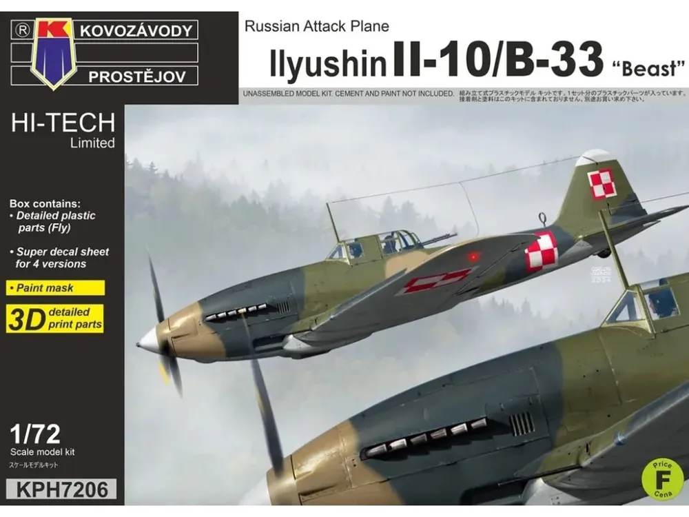Krabice stavebnice Kovozávody Prostějov KPH7206 Iljušin Il-10/B-33 Beast Hi-Tech v měřítku 1/72