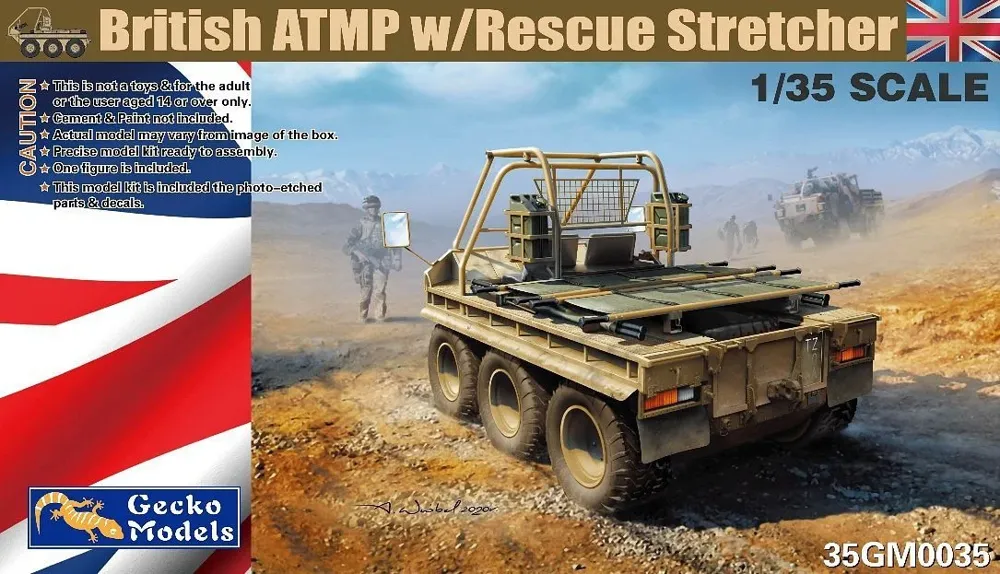 Krabice stavebnice Gecko Models 35GM0035 British ATMP w/Rescue Stretchers v měřítku 1/35