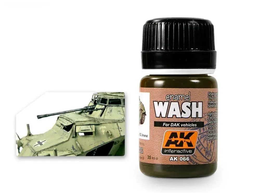 Lahvička emailového washe AK Interactive Enamel Effects AK066 pro vozidla Afrika Korps 35 ml