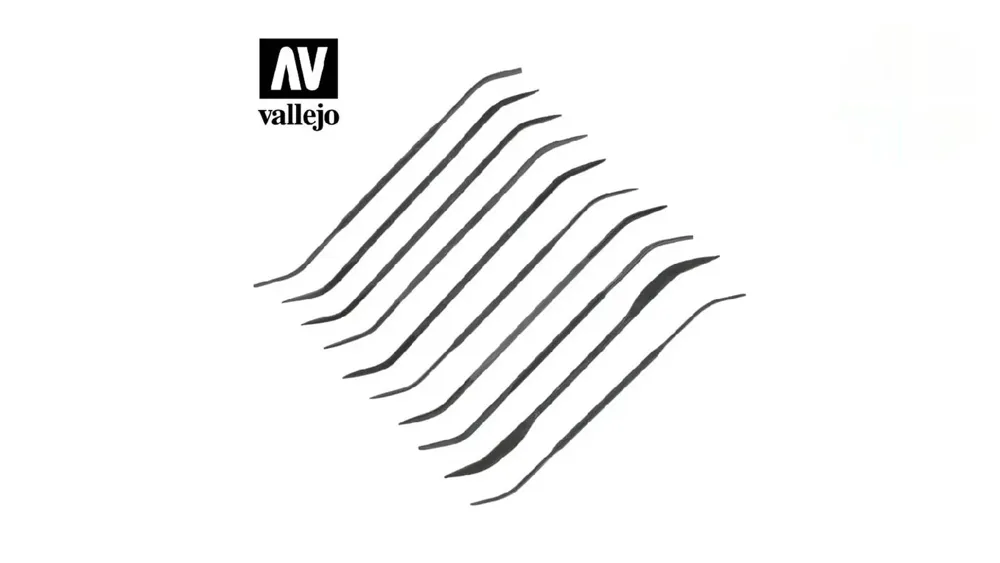 Sada 10 ohnutých modelářských pilníčků Vallejo Tools T03003