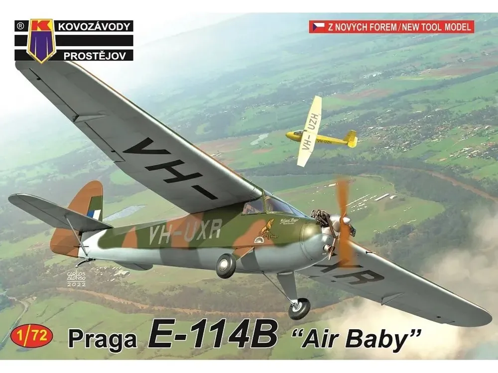Plastiková stavebnice Kovozávody Prostějov 1/72 Praga E-114B Air Baby, katalogové číslo KPM0351