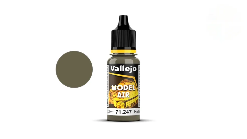 Lahvička akrylové barvy Vallejo Model Air 71247 světlá olivová RAL 6040, 18 ml