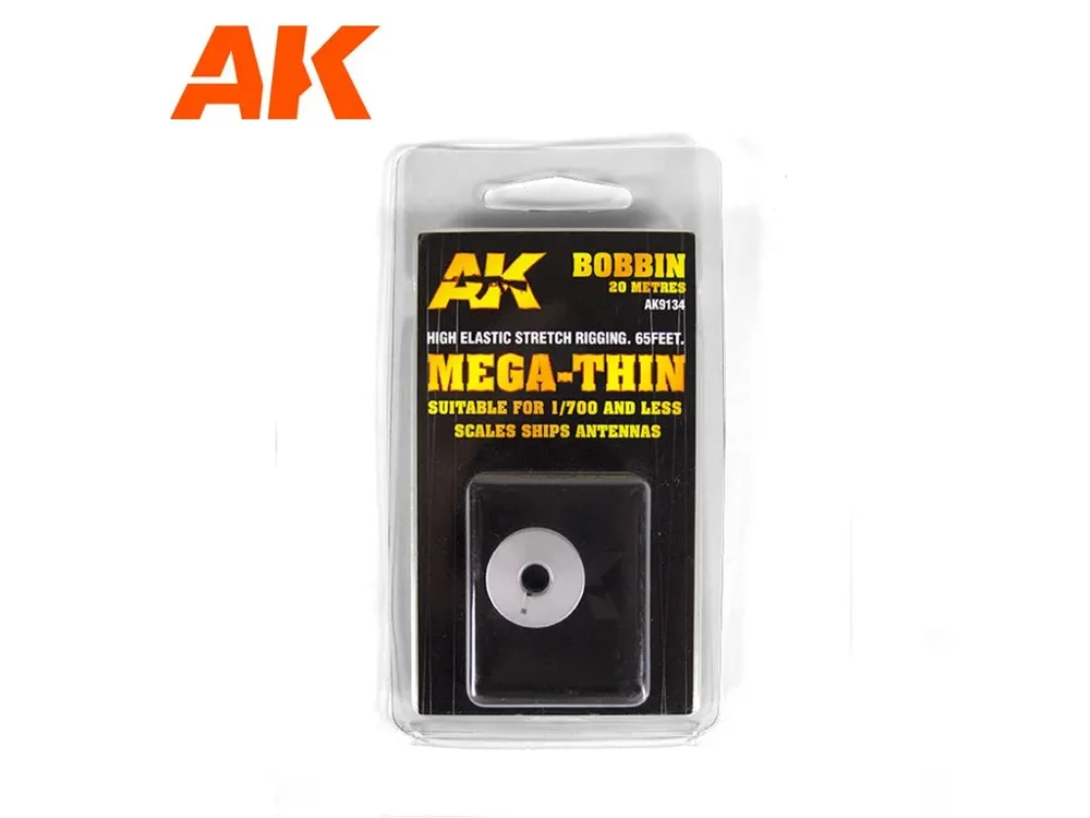 Cívka elastické nitě AK Interactive AK9134 Elastic Rigging Bobbin Mega-Thin, 20 m