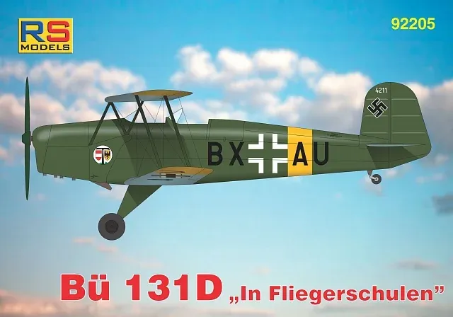 Krabice plastikové stavebnice RS Models 92205 Bücker Bü-131 D v měřítku 1/72