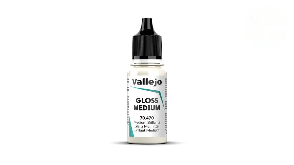 Lahvička Vallejo Model Color 70470 Gloss Medium, pomocné lesklé médium 18 ml